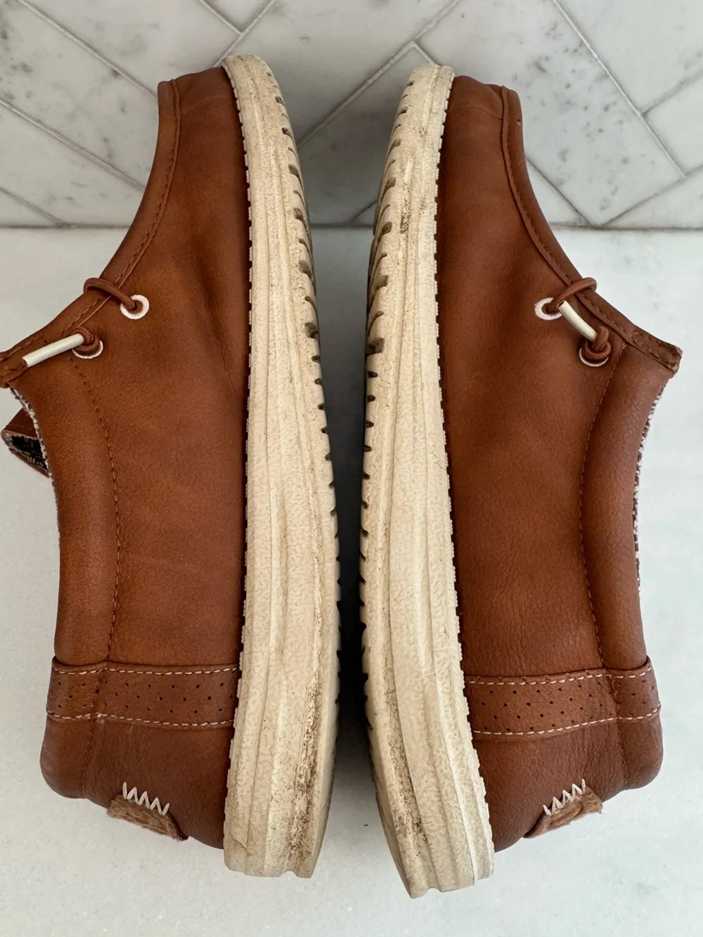Hey Dude Brown Leather Casual Slip-On Loafers Mens 11